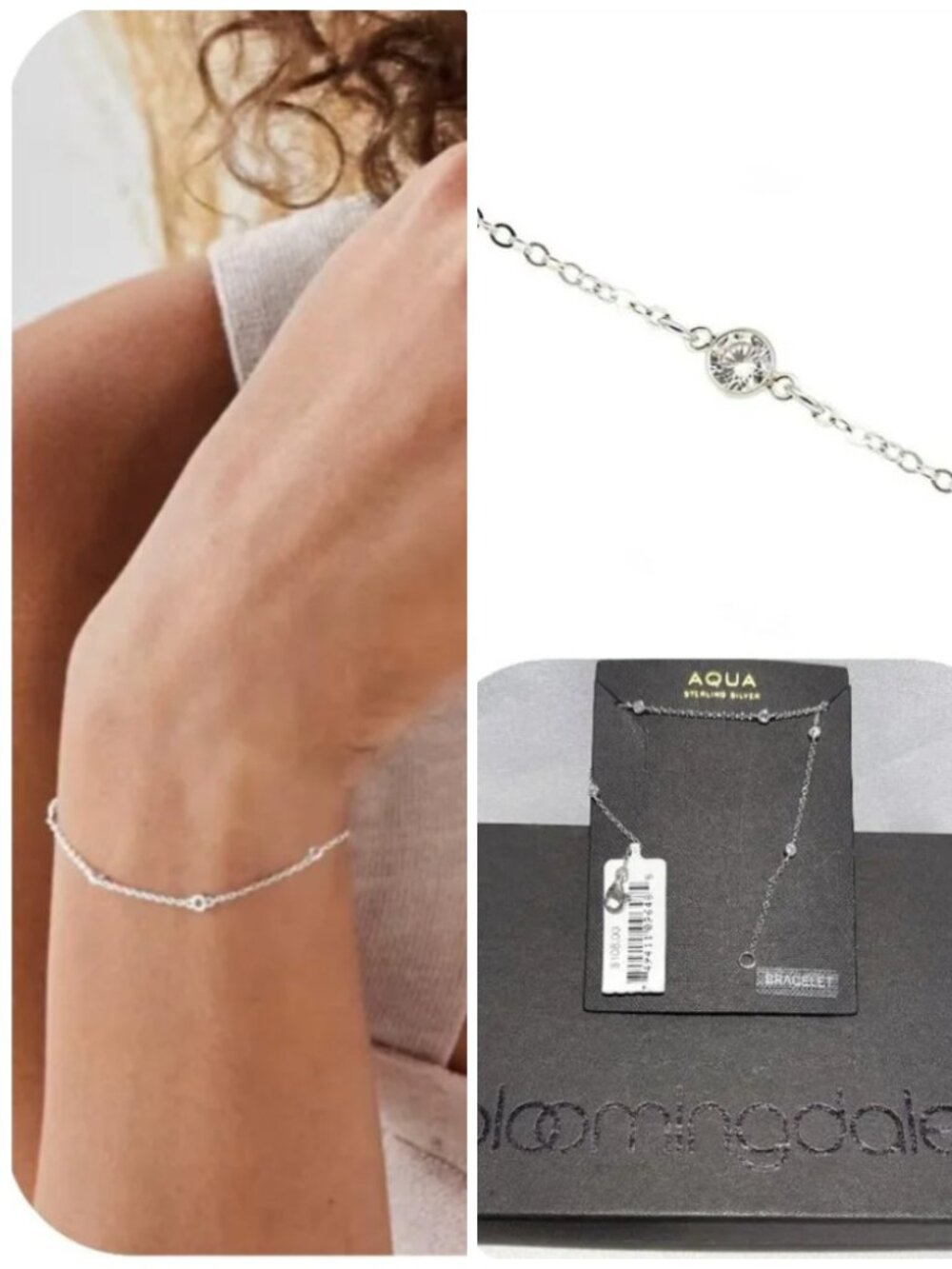 NWT AQUA Sterling 18K gold–plated sterling silver/cubic zirconia Bracelet